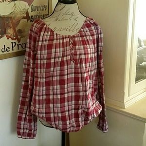North Crest flannel peasant blouse sz LG